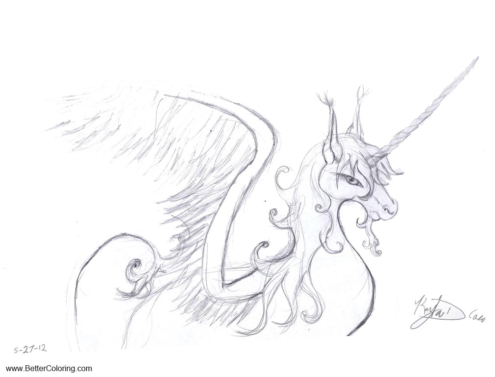 Free Alicorn Coloring Pages Unicorn by The-Emerald Drago printable
