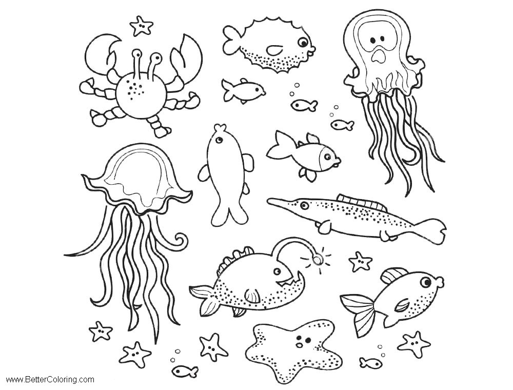 Free Animal Under The Sea Coloring Pages printable
