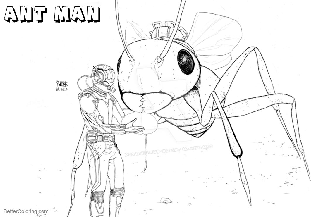 Free Ant Man Coloring Pages with His Ant printable