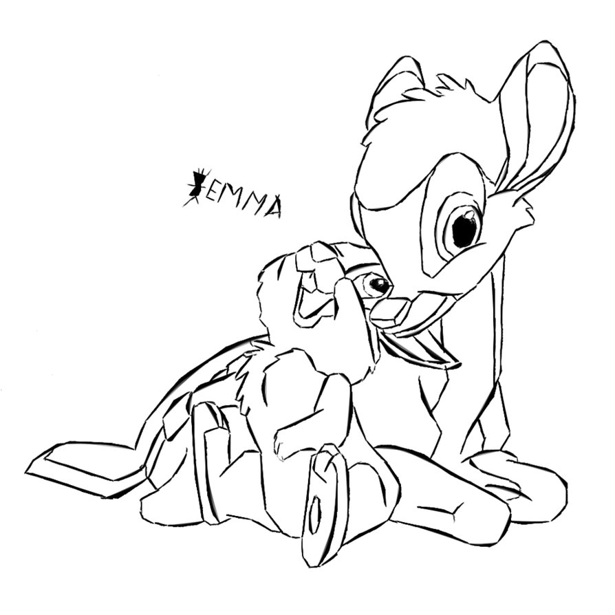 Free Bambi Coloring Pages with Thumper by stadsengel2 printable