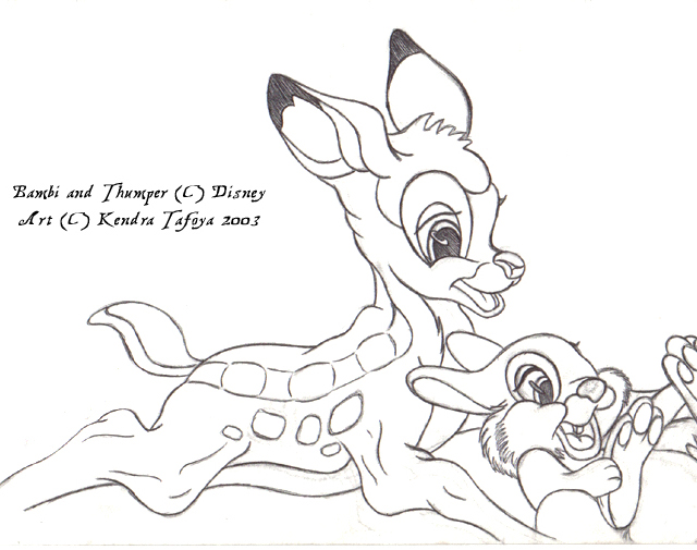 Free Bambi and Thumper Coloring Pages by KittySpiegel printable
