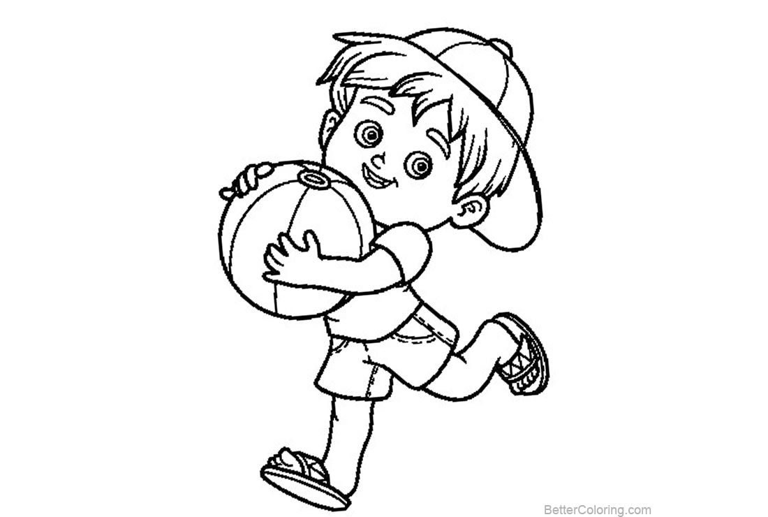 Free Beach Ball Coloring Pages Kid Running with A Ball printable