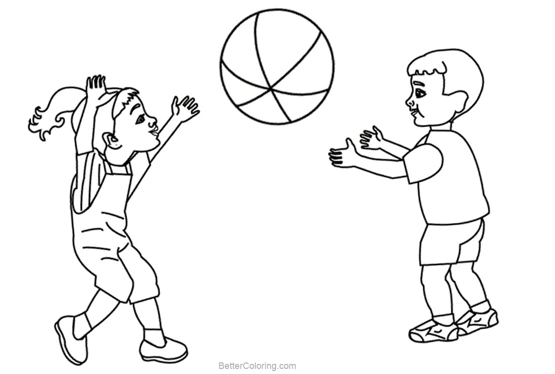 Kids Playing Coloring Pages