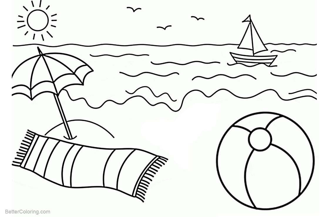 Download Beach Ball Coloring Pages Sun and Waves - Free Printable ...