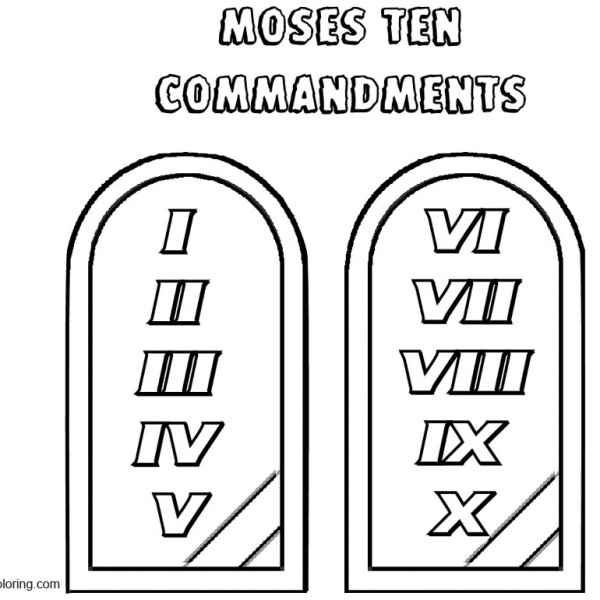 Tablets of Stone Ten Commandments - Bible Moses Ten Commandments Coloring Pages 600x600