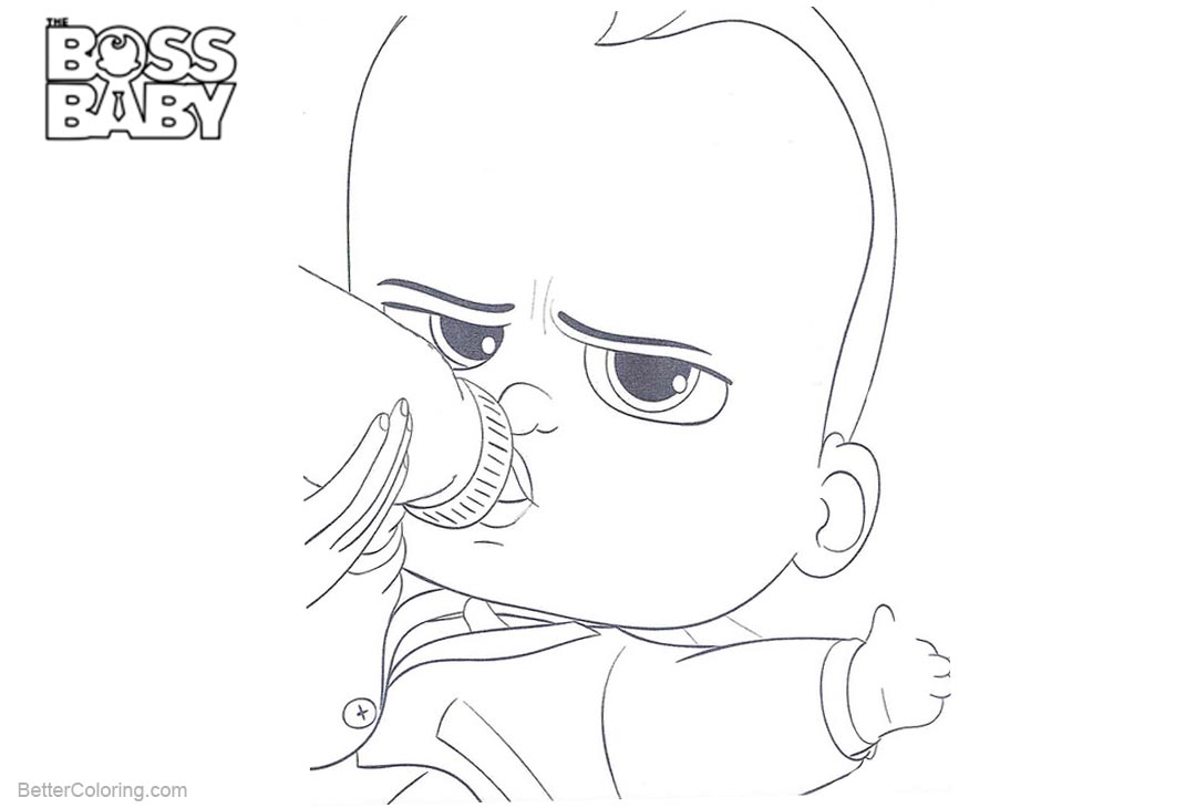 Free Boss Baby Coloring Pages Drinking Milk printable