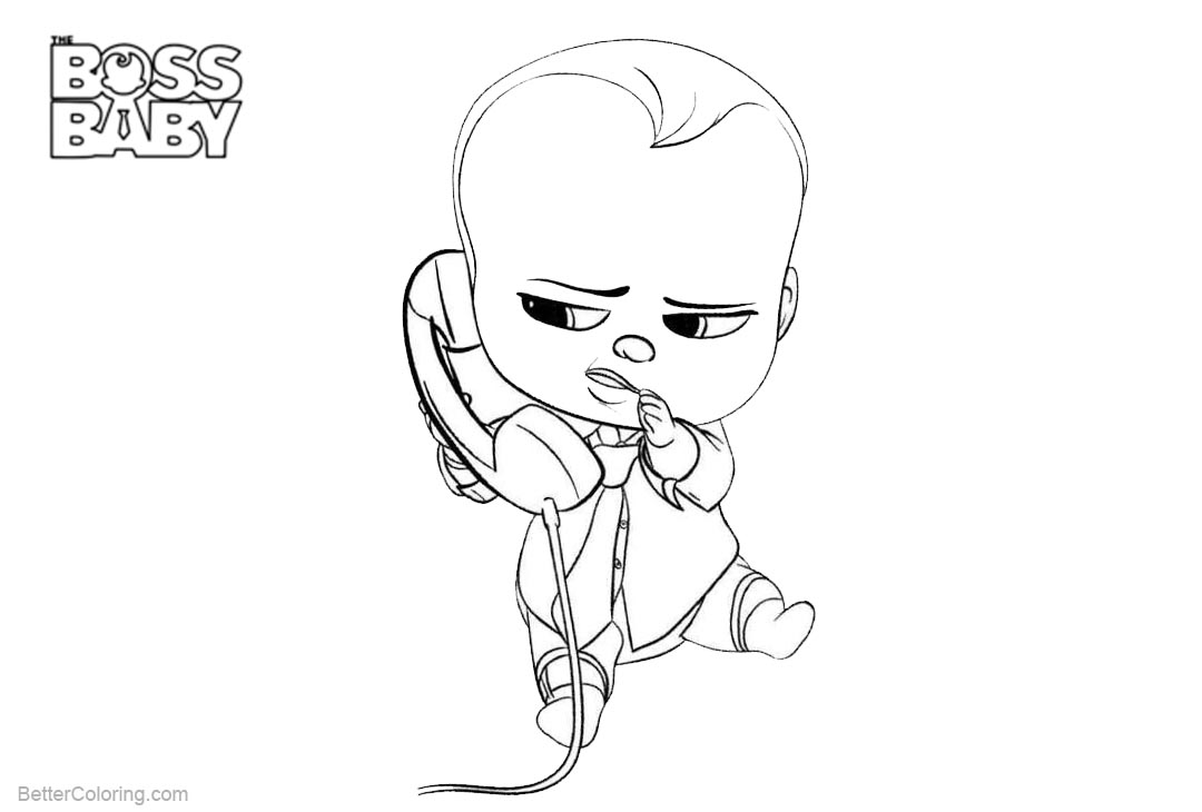 Free Boss Baby Coloring Pages Use the Phone printable