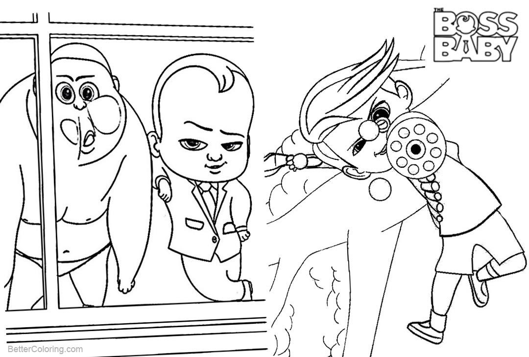 Free Boss Baby Coloring Pages with Ape printable