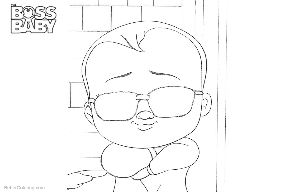 Free Boss Baby Coloring Pages with Glass printable