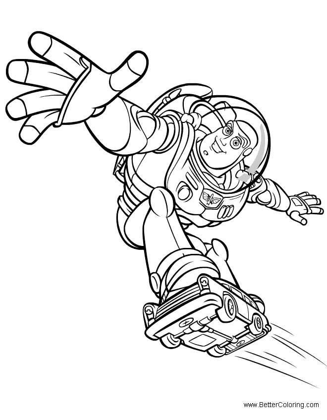 Buzz Lightyear Coloring Pages Play Skateboard - Free Printable Coloring ...