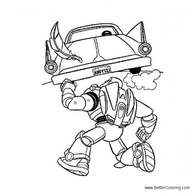 Free Buzz Lightyear Coloring Pages with Car printable