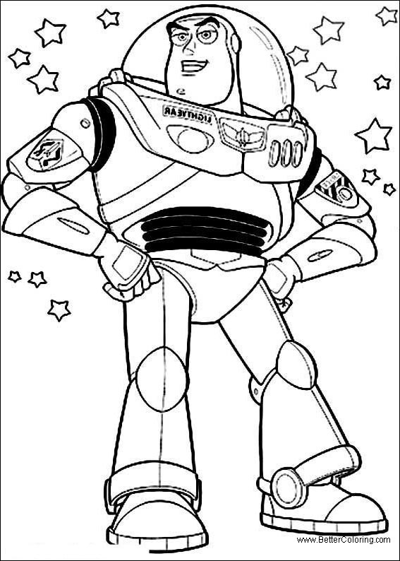 Free Buzz Lightyear Coloring Pages with Stars printable