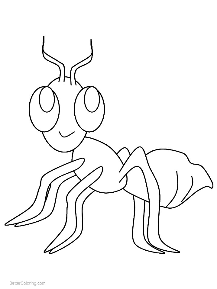 Free Cartoon Ants Coloring Pages Line Art printable