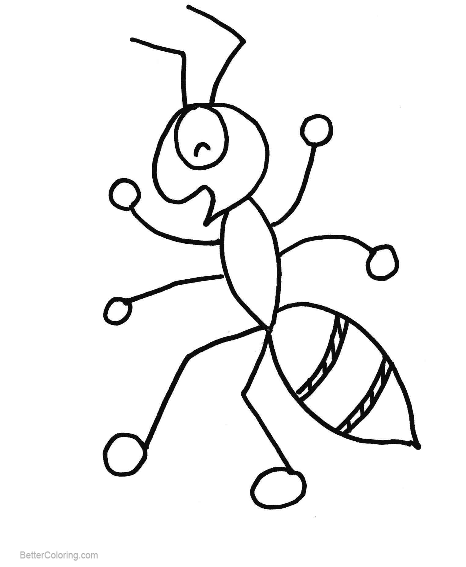 Free Cartoon Ants Coloring Pages printable