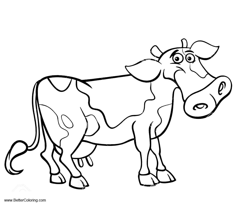 Free Cartoon Cow Coloring Pages printable