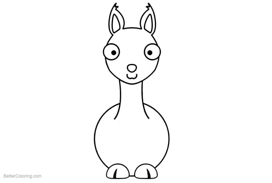 Free Cartoon Llama Coloring Pages printable