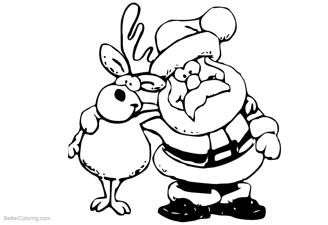 Free Cartoon Santa Reindeer Coloring Pages printable