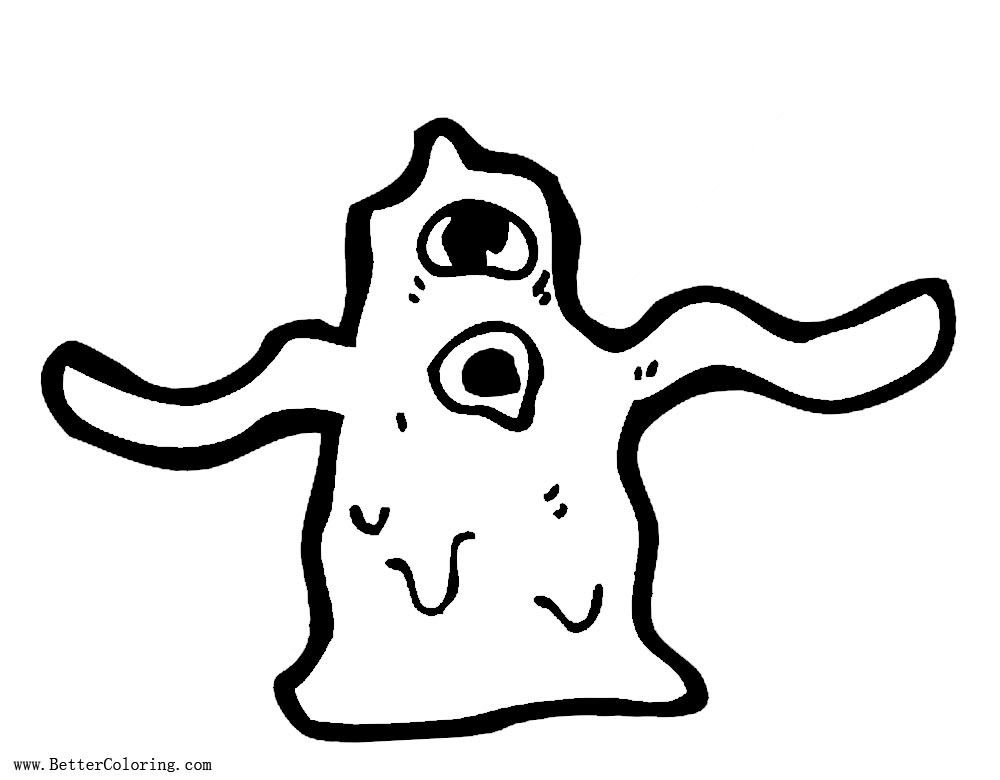 Free Cartoon Slime Coloring Pages Blob Monster Black and White printable