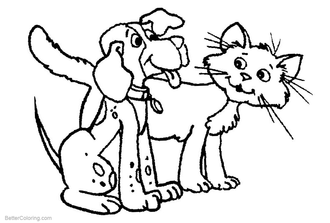 Cat and Dog Coloring Pages Sketch - Free Printable Coloring Pages