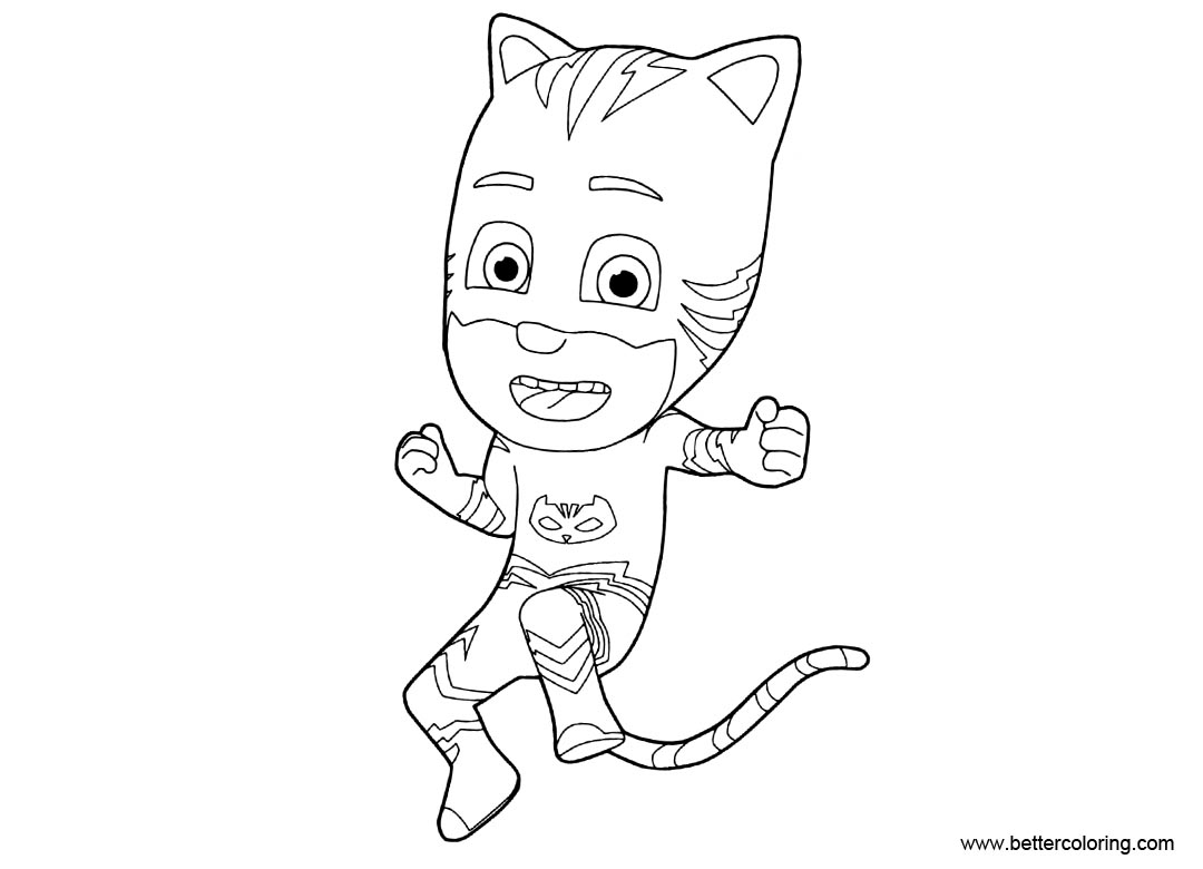 Free Catboy Coloring Pages Black and White printable