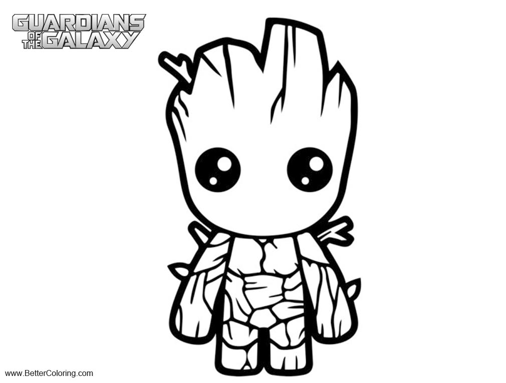 Free Chibi Groot from Guardians of the Galaxy Coloring Pages printable