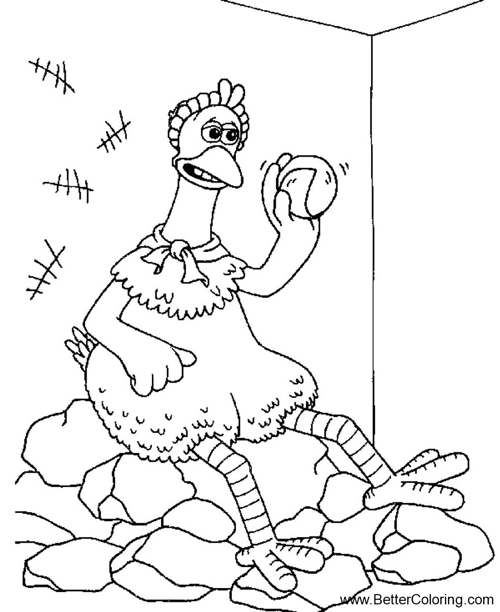 Free Chicken Run Coloring Pages Black and White printable