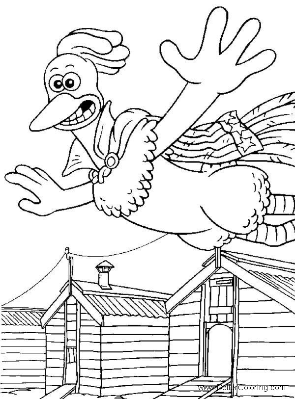 Free Chicken Run Coloring Pages Rocky Flying printable