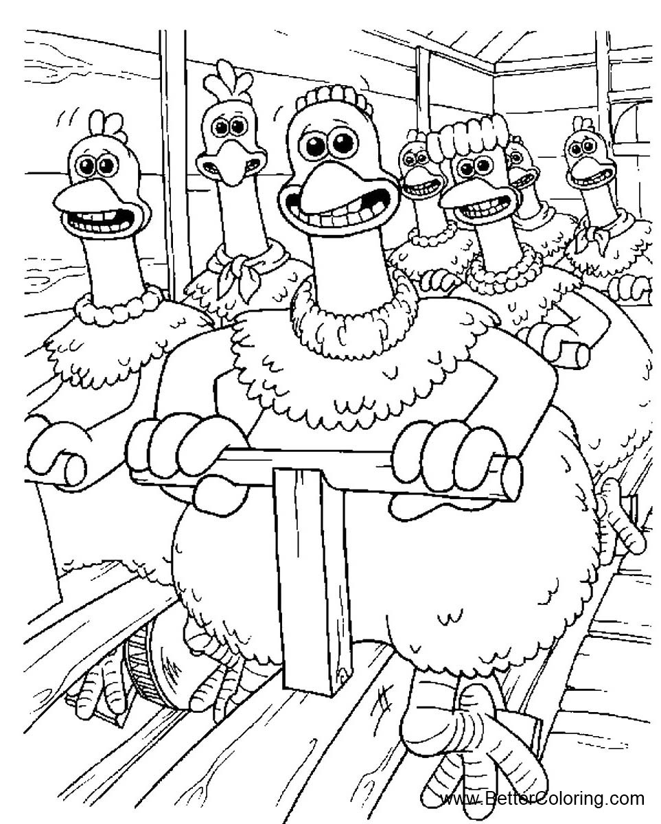 Free Chicken Run Coloring Pages Working printable