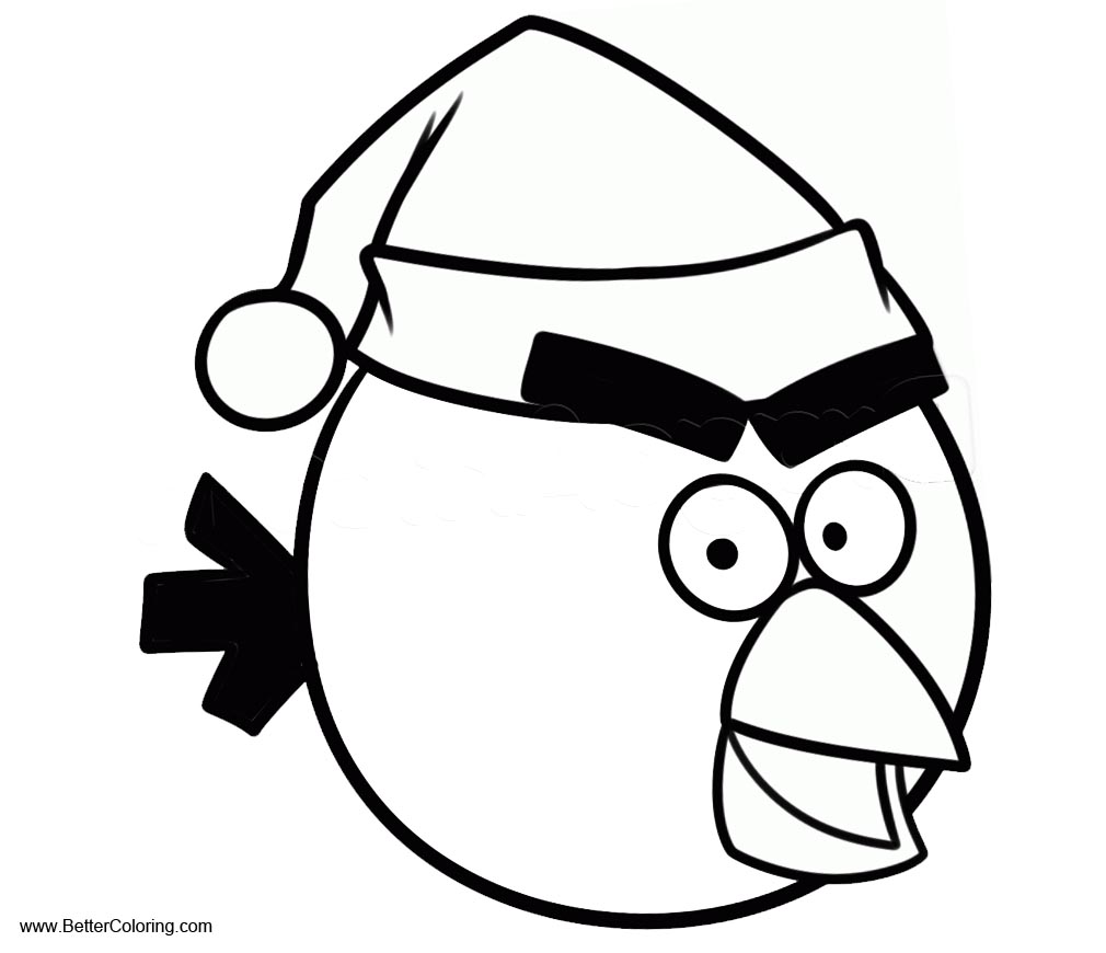 Free Christmas Angry Birds Coloring Pages with Hat printable