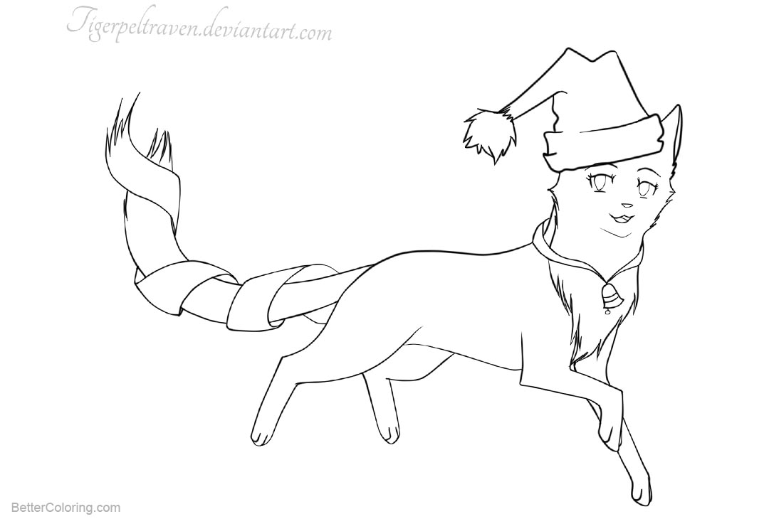Free Christmas Cat Coloring Pages Cat in the Hat by tigerpeltraven printable