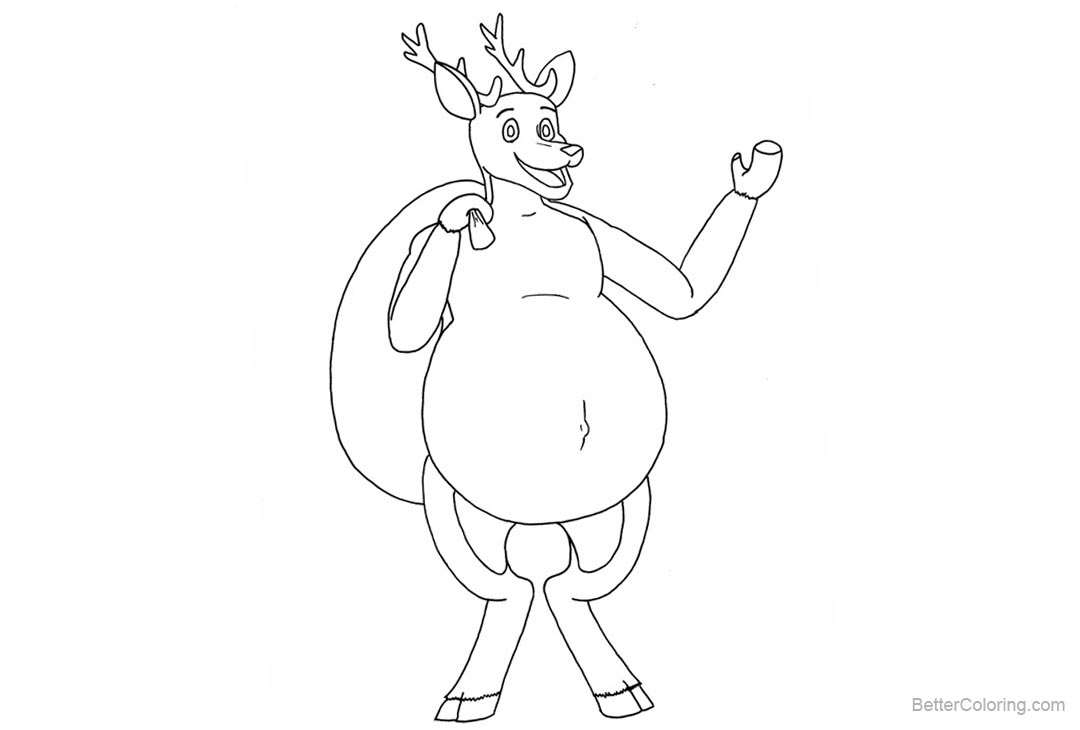 Free Christmas Reindeer Coloring Pages Lineart by werewolf dragon printable