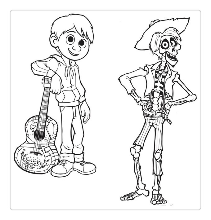 Free Coco Coloring Pages Characters printable for kids and adults. 