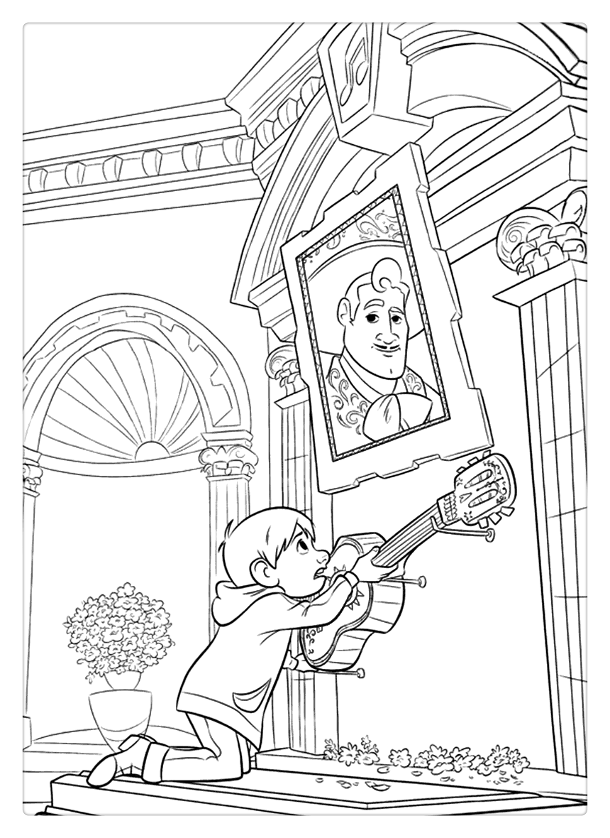 Coco Coloring Pages Miguel Find The Guitar Free Printable Coloring Pages