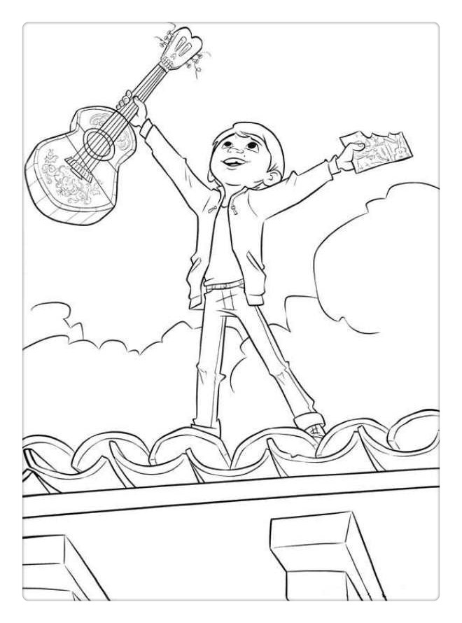 Free Coco Coloring Pages Miguel On the Roof printable