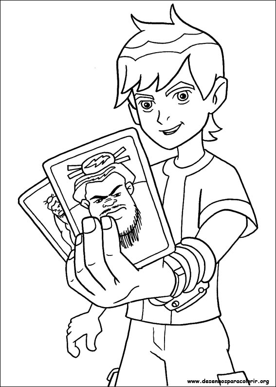 Free Coloring Pages of Ben 10 with Cards printable