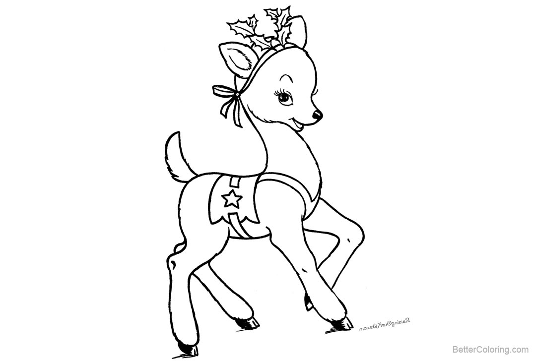 Reindeer Cute Christmas Coloring Pages