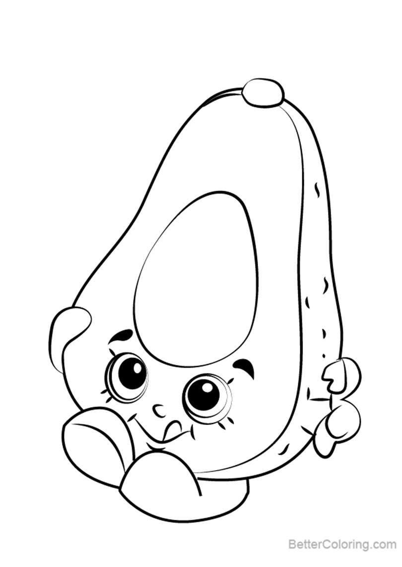 Free Dippy Avocado from Shopkins Coloring Pages printable
