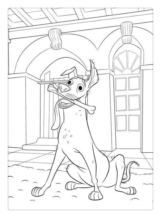 Free Disney Coco Coloring Pages Dog with A Bone printable