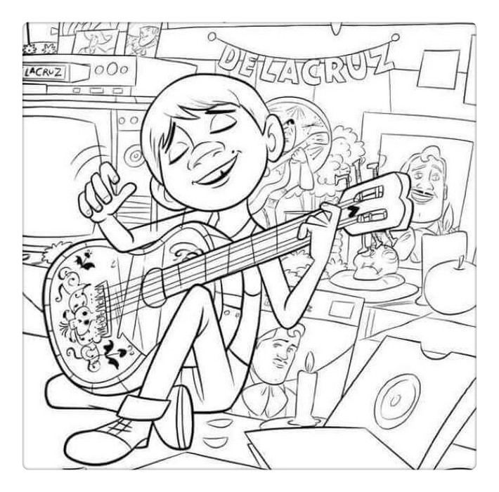 Disney Coco Coloring Pages Play Guitar Free Printable Coloring Pages