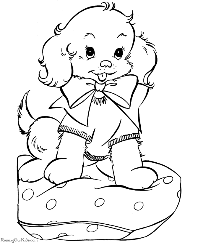 Free Dog Coloring Pages with Bowl printable