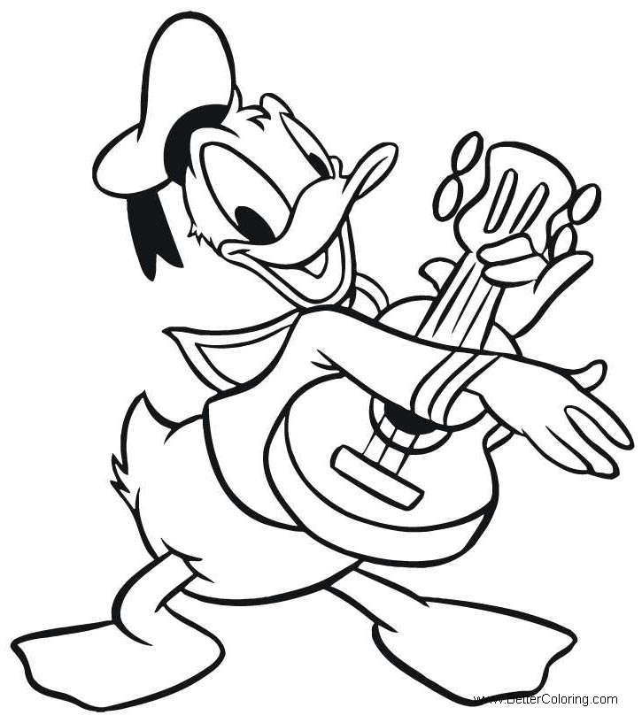 Free Donald Duck Coloring Pages Playing Ukulele Clipart printable
