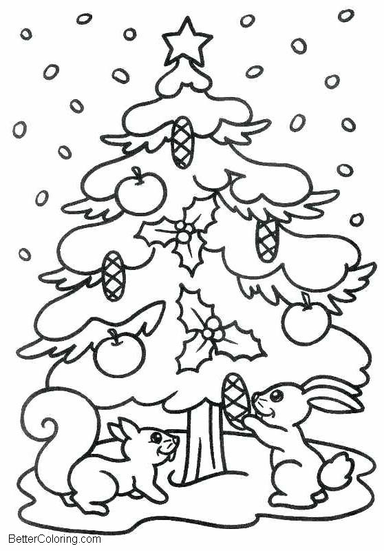 Free Evergreen Tree in Winter Coloring Pages printable