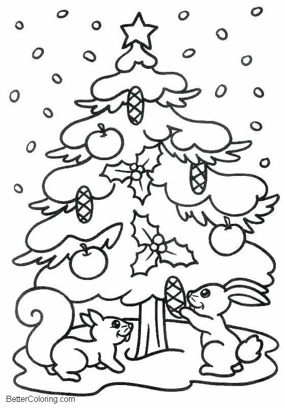 Evergreen Tree in Winter Coloring Pages - Free Printable Coloring Pages