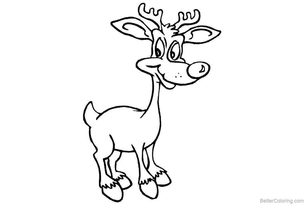 Free Funny Cartoon Reindeer Coloring Pages printable