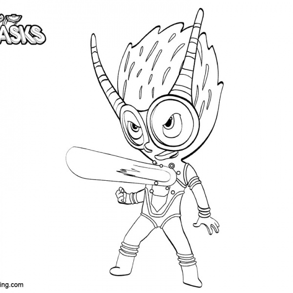 PJ Mask Characters Coloring Pages Clipart Black and White Free