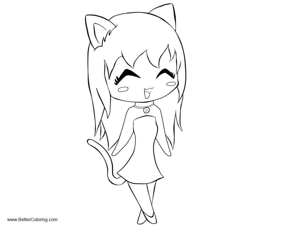 Free Girly Coloring Pages Anime Catgirl printable