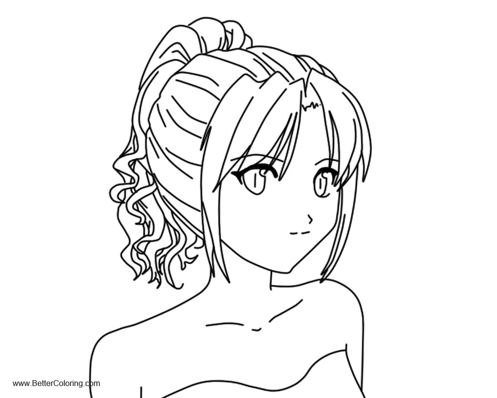 Free Girly Coloring Pages Anime Girl  by dalibabe91 printable