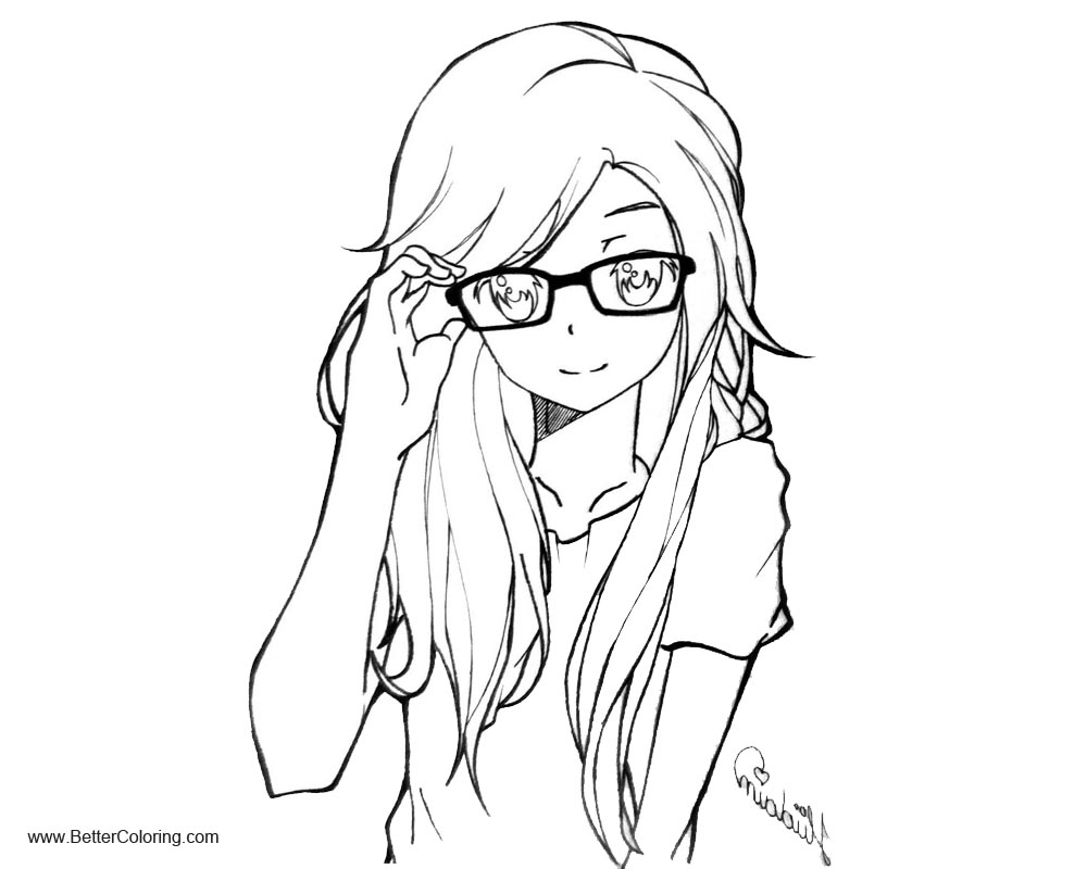 Free Girly Coloring Pages Anime Lineart by hudaim printable