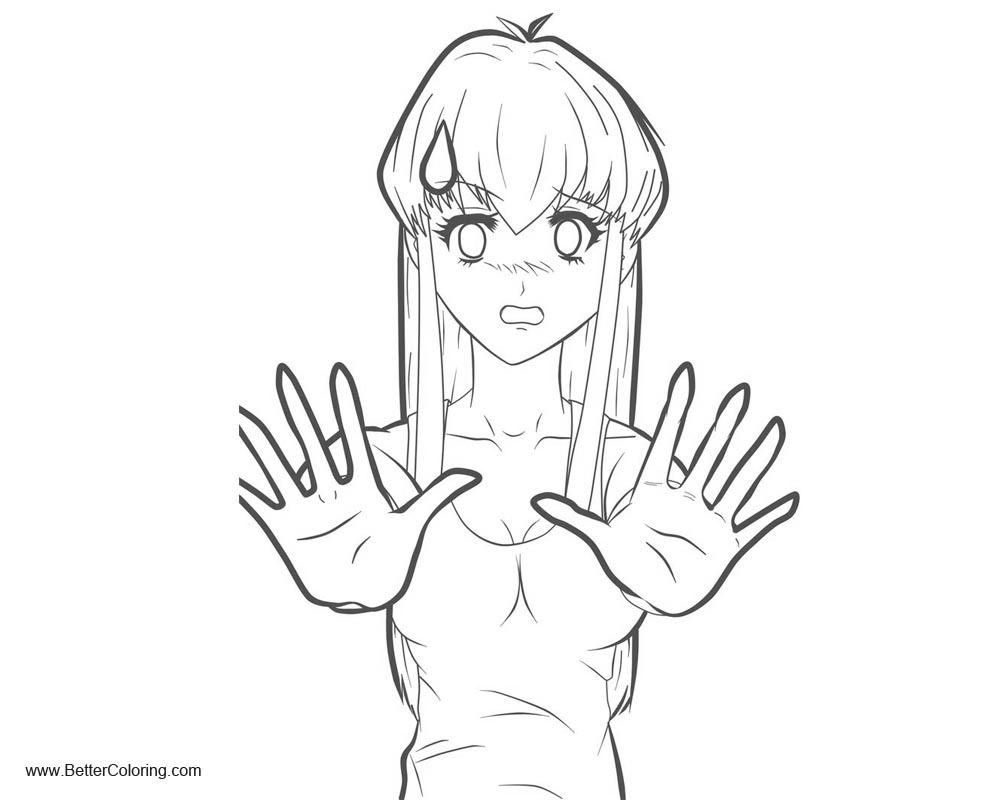 Free Girly Coloring Pages Shocked Scared Anime Girl by bladeboy05 printable