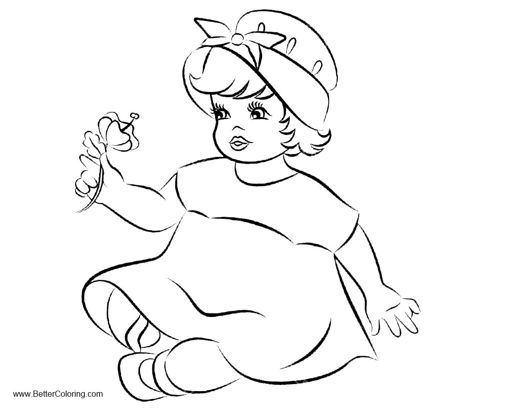 Free Girly Coloring Pages Vintage Cartoon Girl printable